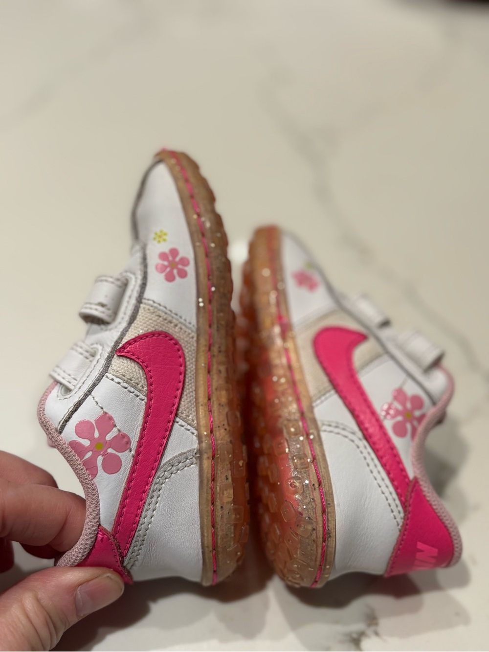 Nike Y2K 2010 Toddler Floral Pink White Velcro Sneakers Size 7C Hook & Loop - Picture 7 of 11